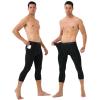 imageRoadbox Mens 34 Compression Pants with Pockets 12 Pack Athletic Running Legging Tights Workout Basketball Gym Base LayerBlack