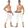 imageRoadbox Mens 34 Compression Pants with Pockets 12 Pack Athletic Running Legging Tights Workout Basketball Gym Base LayerBlackwhite