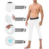imageRoadbox Mens 34 Compression Pants with Pockets 12 Pack Athletic Running Legging Tights Workout Basketball Gym Base LayerWhite