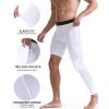 imageRoadbox Mens Basketball One Leg Tights 12 Single Leg Compression Pants Sports Base Layer Leggings Underwear with Pockets