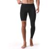 imageRoadbox Mens Basketball One Leg Tights 12 Single Leg Compression Pants Sports Base Layer Leggings Underwear with PocketsLeft Single Blackblack