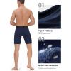 imageRoadbox Mens Compression Shorts with Pockets 3 Pack 9 Performance Running Base Layer for Workout Sports UnderwearBlack gray navy Blue