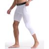 imageRoadbox Mens One Leg Compression Pants 34 Basketball Football Tights Leggings with Pockets Capri Sports Athletic Underwear