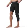 imageRoadbox Mens One Leg Compression Pants 34 Basketball Football Tights Leggings with Pockets Capri Sports Athletic UnderwearLeft Single 1pack Black