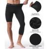 imageRoadbox Mens One Leg Compression Pants 34 Basketball Football Tights Leggings with Pockets Capri Sports Athletic UnderwearLeft Single Blackwhite