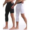 imageRoadbox Mens One Leg Compression Pants 34 Basketball Football Tights Leggings with Pockets Capri Sports Athletic UnderwearRight Single Blackwhite