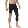 imageRoadbox Mens One Leg Compression Pants Tights 1 or 2 Pack 34 Basketball Leggings Capri Athletic Sports Base LayerLeft Single Blackblack