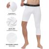imageRoadbox Mens One Leg Compression Pants Tights 1 or 2 Pack 34 Basketball Leggings Capri Athletic Sports Base LayerLeft Single Whitewhite