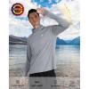imageRoadbox Mens UPF 50 Hooded Fishing Shirts Long Sleeve Sun Protection Hoodie Hiking Running Swimming Rash Guard with MaskLuxury Gray