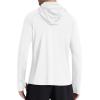 imageRoadbox Mens UPF 50 Hooded Fishing Shirts Long Sleeve Sun Protection Hoodie Hiking Running Swimming Rash Guard with MaskWhite