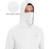 imageRoadbox Mens UPF 50 Hooded Fishing Shirts Long Sleeve Sun Protection Hoodie Hiking Running Swimming Rash Guard with MaskWhite