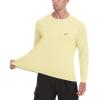 imageRoadbox Mens UPF 50 Rash Guard Long Sleeve Cool Dry UV Sun Protection Water TShirts Lightweight Fishing Hiking ShirtsLight Yellow
