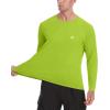 imageRoadbox Mens UPF 50 Rash Guard Long Sleeve Cool Dry UV Sun Protection Water TShirts Lightweight Fishing Hiking ShirtsLime Green