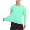imageRoadbox Mens UPF 50 Rash Guard Long Sleeve Cool Dry UV Sun Protection Water TShirts Lightweight Fishing Hiking ShirtsMint Green