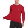 imageRoadbox Mens UPF 50 Rash Guard Long Sleeve Cool Dry UV Sun Protection Water TShirts Lightweight Fishing Hiking ShirtsRed