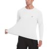 imageRoadbox Mens UPF 50 Rash Guard Long Sleeve Cool Dry UV Sun Protection Water TShirts Lightweight Fishing Hiking ShirtsWhite