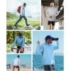 imageRoadbox Mens UPF 50 Sun Hoodie Shirts UV Protection Fishing Shirt with Pocket Swim Hiking Rash Guard Long Sleeve HoodiesLight Blue
