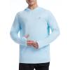 imageRoadbox Mens UPF 50 Sun Hoodie Shirts UV Protection Fishing Shirt with Pocket Swim Hiking Rash Guard Long Sleeve HoodiesLight Blue