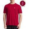imageRoadbox Mens UPF 50 Swim Rash Guard Short Sleeve UV Sun Protection Workout Athletic Shirts Quick Dry Gym Running Tee TopsRed