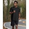imageRoadbox Mens UPF 50 UV Sun Protection SPF Swim Rash Guard Short Sleeve Workout Athletic Shirts Quick Dry Moisture Wicking Gym Running Tee Tops for Water Sports Fishing Hiking Dark Black