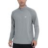 imageRoadbox Quarter Zip Pullover Men Sun Shirts Running Workout Long Sleeve UV Shirt UPF 50 Quick Dry Athletic Rash GuardLight Gray