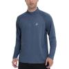 imageRoadbox Quarter Zip Pullover Men Sun Shirts Running Workout Long Sleeve UV Shirt UPF 50 Quick Dry Athletic Rash GuardNavy Blue