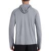 imageRoadbox UPF 50 Mens Hooded Fishing Shirts Long Sleeve UV Sun Protection Hoodie Hiking Running Swim Rash Guard with MaskGray
