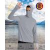 imageRoadbox UPF 50 Mens Hooded Fishing Shirts Long Sleeve UV Sun Protection Hoodie Hiking Running Swim Rash Guard with MaskGray