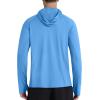 imageRoadbox UPF 50 Mens Hooded Fishing Shirts Long Sleeve UV Sun Protection Hoodie Hiking Running Swim Rash Guard with MaskMedium Blue