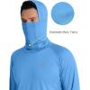 imageRoadbox UPF 50 Mens Hooded Fishing Shirts Long Sleeve UV Sun Protection Hoodie Hiking Running Swim Rash Guard with MaskMedium Blue