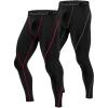 imageRoadbox 1 2 or 3 Pack Mens Compression Pants Athletic Base Layer Cycling Tights Leggings for Running Yoga Basketball2 Packblackblackred Stripe