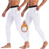 imageRoadbox 12 Pack Thermal Compression Pants for Men Fleece Lined Football Running Tights Base Layer Leggings with Pockets2packwhitewhite