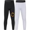 imageRoadbox Kids Fleece Lined Leggings  2 Pack Boys Thermal Tights Youth Sports Basketball Compression Pants for Cold Weather