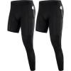 imageRoadbox Mens Basketball One Leg Tights 12 Single Leg Compression Pants Sports Base Layer Leggings Underwear with PocketsLeft Single Blackblack