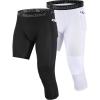 imageRoadbox Mens One Leg Compression Pants 34 Basketball Football Tights Leggings with Pockets Capri Sports Athletic UnderwearLeft Single Blackwhite