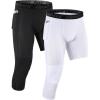 imageRoadbox Mens One Leg Compression Pants 34 Basketball Football Tights Leggings with Pockets Capri Sports Athletic UnderwearRight Single Blackwhite