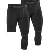 imageRoadbox Mens One Leg Compression Pants Tights 1 or 2 Pack 34 Basketball Leggings Capri Athletic Sports Base LayerLeft Single Blackblack