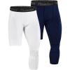 imageRoadbox Mens One Leg Compression Pants Tights 1 or 2 Pack 34 Basketball Leggings Capri Athletic Sports Base LayerLeft Single Blacknavy