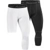 imageRoadbox Mens One Leg Compression Pants Tights 1 or 2 Pack 34 Basketball Leggings Capri Athletic Sports Base LayerLeft Single Blackwhite