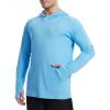 imageRoadbox Mens UPF 50 Sun Hoodie Shirts UV Protection Fishing Shirt with Pocket Swim Hiking Rash Guard Long Sleeve HoodiesMedium Blue