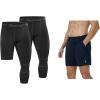 imageRoadbox Size L Basketball Sports Pants Set Mens 34 One Leg Compression Pants and 5 Inch Athletic Shorts