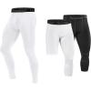 imageRoadbox Sports Compression Pants Set Mens FullLength and 34 OneLeg Compression Pants Size S