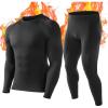 imageRoadbox Thermal Long Johns for Men Fleece Lined Thermals Underwear SetBlack