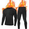 imageRoadbox Thermal Underwear for Men Fleece Lined Long Johns Base Layer Long Sleeve Top ampamp Bottom SetBlackGreen