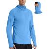 imageRoadbox UPF 50 Mens Hooded Fishing Shirts Long Sleeve UV Sun Protection Hoodie Hiking Running Swim Rash Guard with MaskMedium Blue