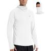 imageRoadbox UPF 50 Mens Hooded Fishing Shirts Long Sleeve UV Sun Protection Hoodie Hiking Running Swim Rash Guard with MaskWhite