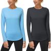 imageSize2XL 2 Pack Womens Long Sleeve UV Sun Shirts UPF 50 Workout Swim Rash Guard Tops