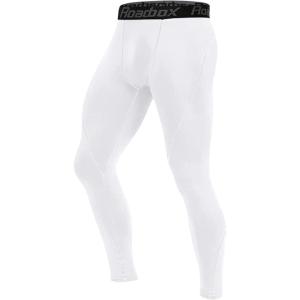 imageRoadbox 1 2 or 3 Pack Mens Compression Pants Athletic Base Layer Cycling Tights Leggings for Running Yoga Basketball1 Packwhite
