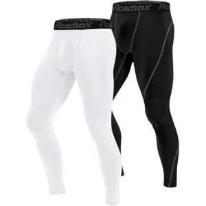 imageRoadbox 1 2 or 3 Pack Mens Compression Pants Athletic Base Layer Cycling Tights Leggings for Running Yoga Basketball2 Packblack  White