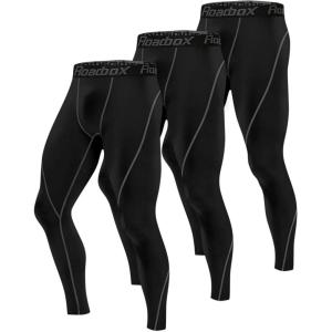 imageRoadbox 1 2 or 3 Pack Mens Compression Pants Athletic Base Layer Cycling Tights Leggings for Running Yoga Basketball3packblackblackblack